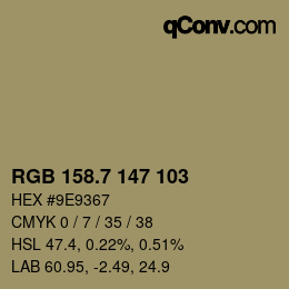 カラーコード: RGB 158.7 147 103 | qconv.com