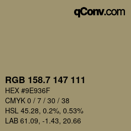 カラーコード: RGB 158.7 147 111 | qconv.com