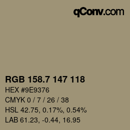 カラーコード: RGB 158.7 147 118 | qconv.com