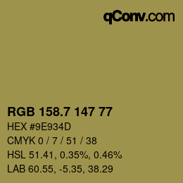 カラーコード: RGB 158.7 147 77 | qconv.com