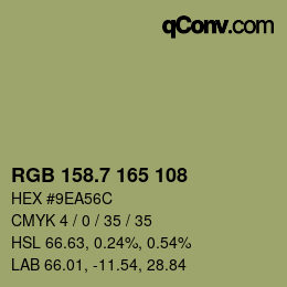 カラーコード: RGB 158.7 165 108 | qconv.com