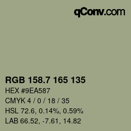 カラーコード: RGB 158.7 165 135 | qconv.com