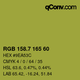 カラーコード: RGB 158.7 165 60 | qconv.com