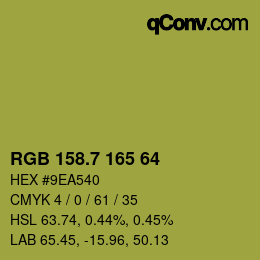 カラーコード: RGB 158.7 165 64 | qconv.com