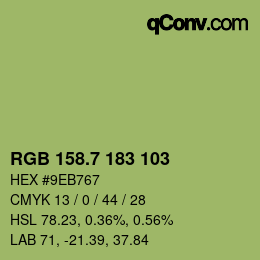 カラーコード: RGB 158.7 183 103 | qconv.com