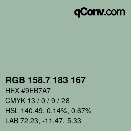 カラーコード: RGB 158.7 183 167 | qconv.com