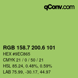 カラーコード: RGB 158.7 200.6 101 | qconv.com
