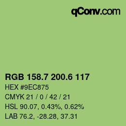 カラーコード: RGB 158.7 200.6 117 | qconv.com