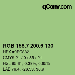 カラーコード: RGB 158.7 200.6 130 | qconv.com