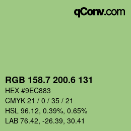 カラーコード: RGB 158.7 200.6 131 | qconv.com
