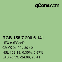 カラーコード: RGB 158.7 200.6 141 | qconv.com
