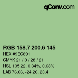 カラーコード: RGB 158.7 200.6 145 | qconv.com