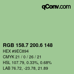 カラーコード: RGB 158.7 200.6 148 | qconv.com