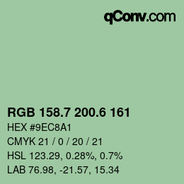 カラーコード: RGB 158.7 200.6 161 | qconv.com