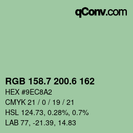 カラーコード: RGB 158.7 200.6 162 | qconv.com