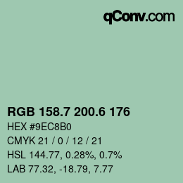 カラーコード: RGB 158.7 200.6 176 | qconv.com