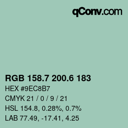 カラーコード: RGB 158.7 200.6 183 | qconv.com