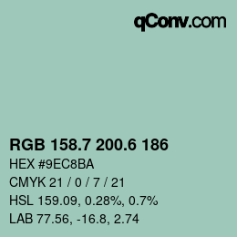 カラーコード: RGB 158.7 200.6 186 | qconv.com
