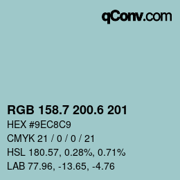 カラーコード: RGB 158.7 200.6 201 | qconv.com