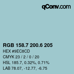 カラーコード: RGB 158.7 200.6 205 | qconv.com