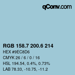 カラーコード: RGB 158.7 200.6 214 | qconv.com