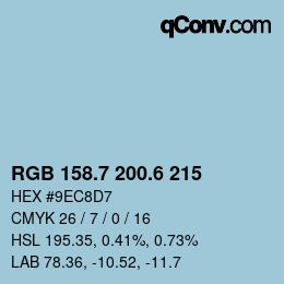 カラーコード: RGB 158.7 200.6 215 | qconv.com