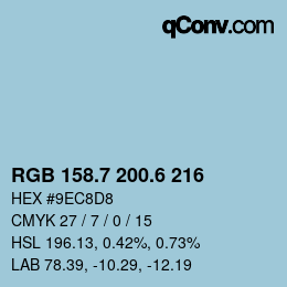 カラーコード: RGB 158.7 200.6 216 | qconv.com