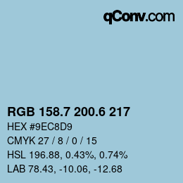 カラーコード: RGB 158.7 200.6 217 | qconv.com