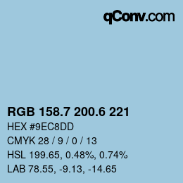 カラーコード: RGB 158.7 200.6 221 | qconv.com
