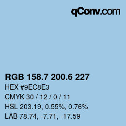 カラーコード: RGB 158.7 200.6 227 | qconv.com