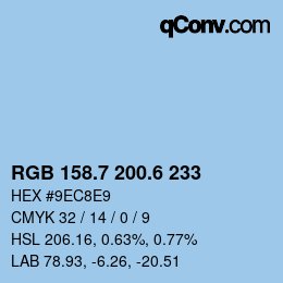 カラーコード: RGB 158.7 200.6 233 | qconv.com