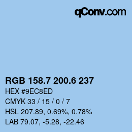 カラーコード: RGB 158.7 200.6 237 | qconv.com
