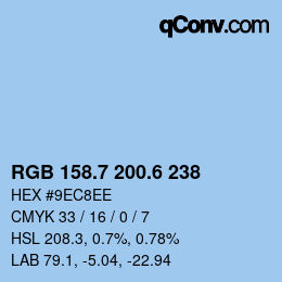 カラーコード: RGB 158.7 200.6 238 | qconv.com