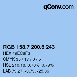 カラーコード: RGB 158.7 200.6 243 | qconv.com