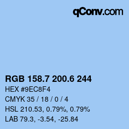 カラーコード: RGB 158.7 200.6 244 | qconv.com