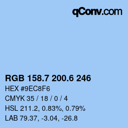 カラーコード: RGB 158.7 200.6 246 | qconv.com