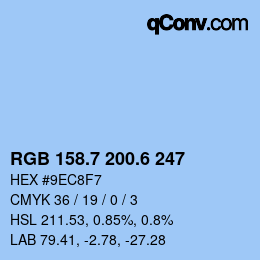 カラーコード: RGB 158.7 200.6 247 | qconv.com