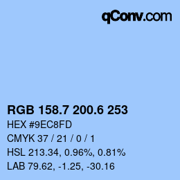 カラーコード: RGB 158.7 200.6 253 | qconv.com