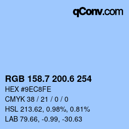 カラーコード: RGB 158.7 200.6 254 | qconv.com