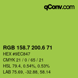 カラーコード: RGB 158.7 200.6 71 | qconv.com