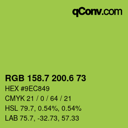 カラーコード: RGB 158.7 200.6 73 | qconv.com