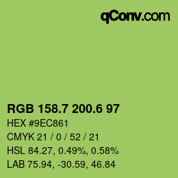 カラーコード: RGB 158.7 200.6 97 | qconv.com