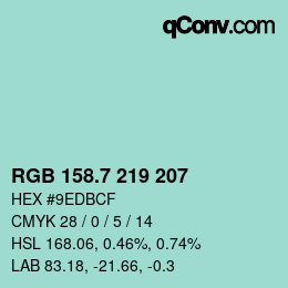 カラーコード: RGB 158.7 219 207 | qconv.com