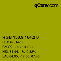 カラーコード: RGB 158.9 164.2 0 | qconv.com
