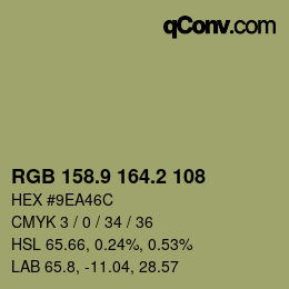 Color code: RGB 158.9 164.2 108 | qconv.com