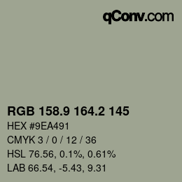 Color code: RGB 158.9 164.2 145 | qconv.com
