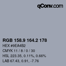 Color code: RGB 158.9 164.2 178 | qconv.com