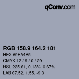 Color code: RGB 158.9 164.2 181 | qconv.com