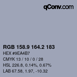 Color code: RGB 158.9 164.2 183 | qconv.com