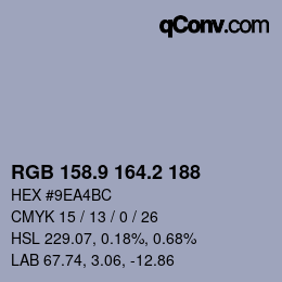 Color code: RGB 158.9 164.2 188 | qconv.com